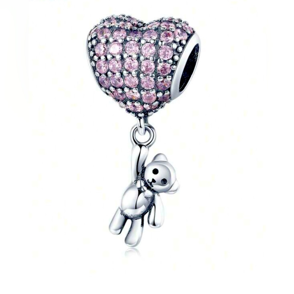 925 REAL SILVER HEART W/ BEAR CHARM